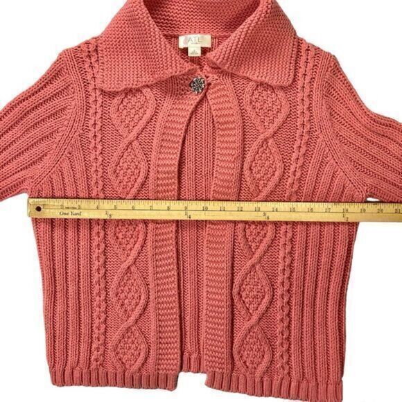 Ann Taylor Loft Studio Cardigan Sweater Womens Small Pink Granny Core Open Knit - Picture 16 of 16